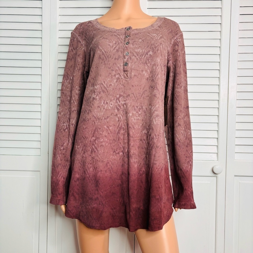 2/$50 RUFF HEWN Pink Ombré Thermal Long Sleeve Shirt Size 2X